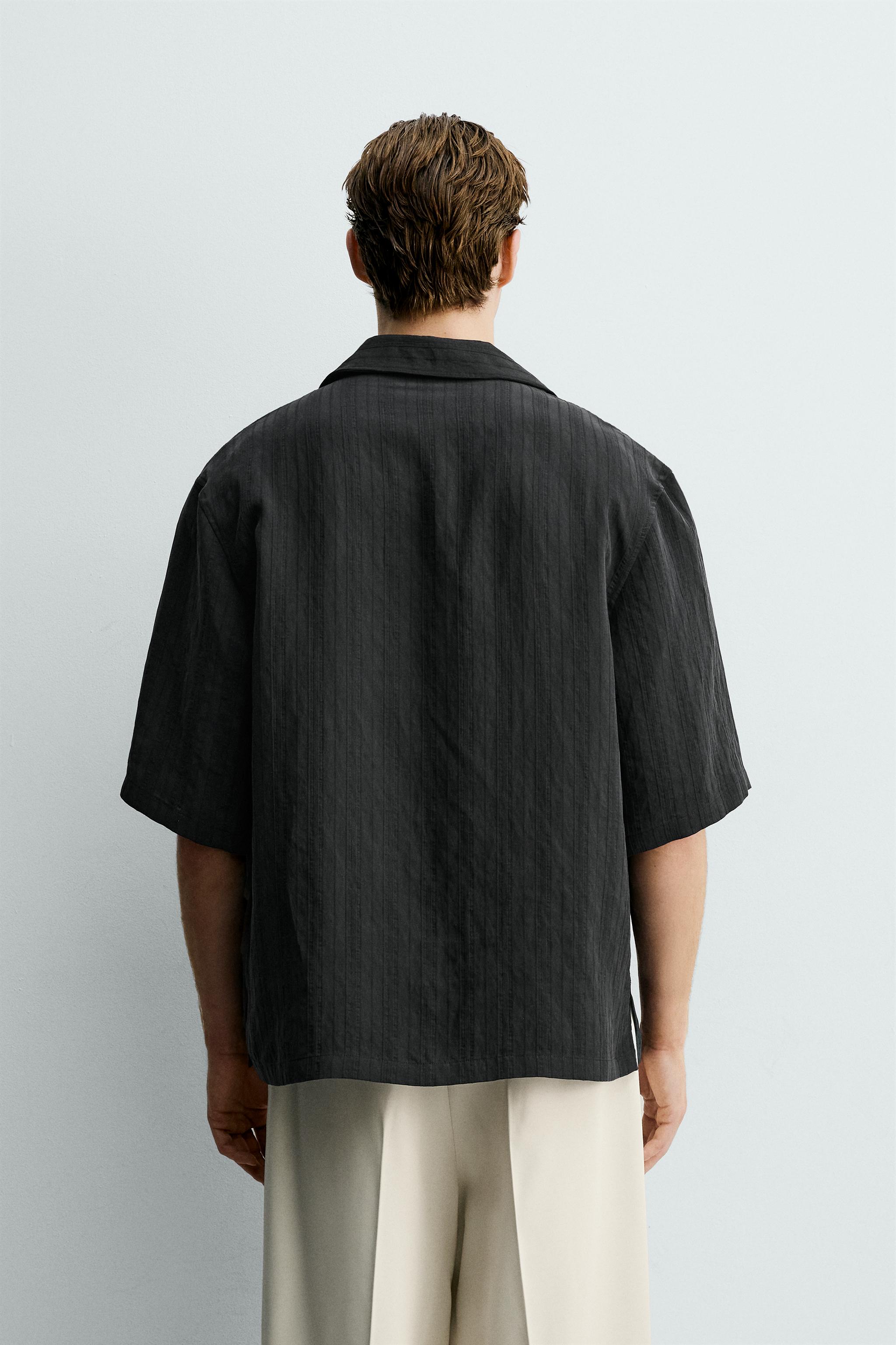 STRIPED JACQUARD BOXY FIT SHIRT